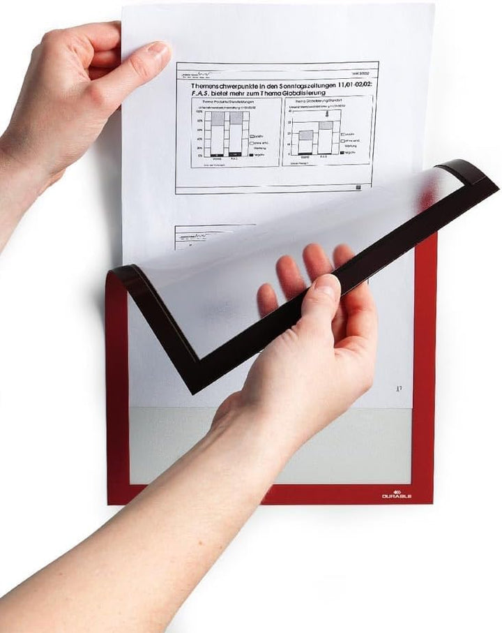 Durable Info-Rahmen Duraframe Magnetic (A3, Magnetrahmen für metallische Oberflächen) 5 Stück, rot,