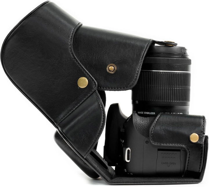 MegaGear MG527 Leder Kameratasche für Canon EOS 750D / Canon EOS 760D Kamera mit 18-200 (T6i, T6s) K