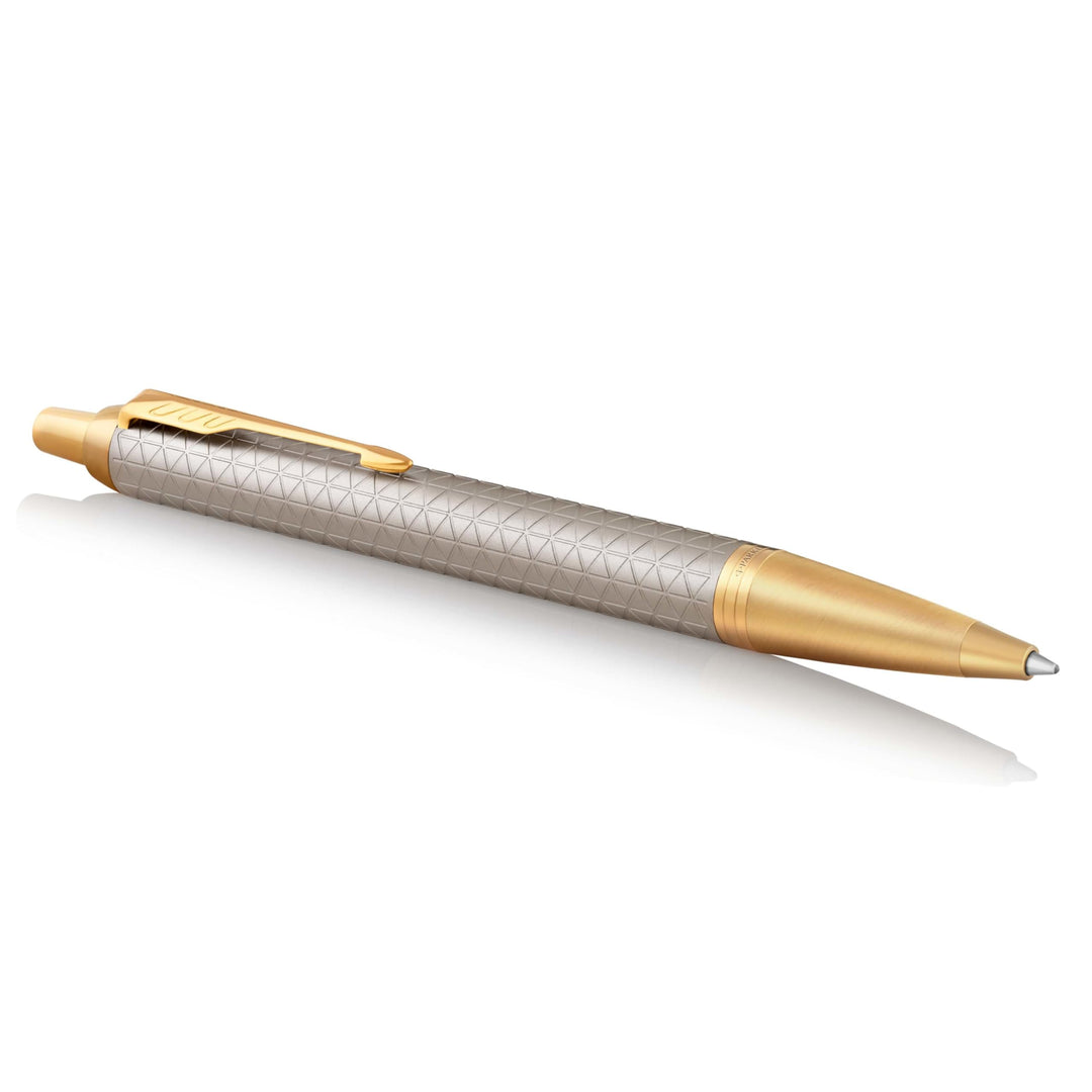 Parker IM Kugelschreiber | Premium Warm Silver | Mittlere Spitze | Blau | Geschenkbox Kugelschreiber
