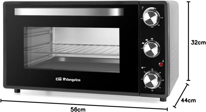 Orbegozo HO 385 Elektrischer Tisch-Ofen, 38 l, Timer, regelbarer Thermostat, Ober- / Unterhitze, Krü