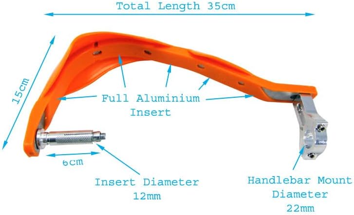 Orange Universelles Motorrad Aluminium Einsatz/Plastik Handschutz - 7/8 (22mm)