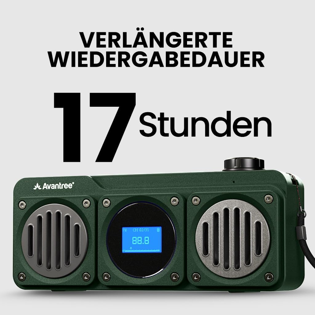 Avantree Boombyte - FM Kleins Radio mit Bluetooth Lautsprecher Tragbares mit kraftvollem Sound, Ster