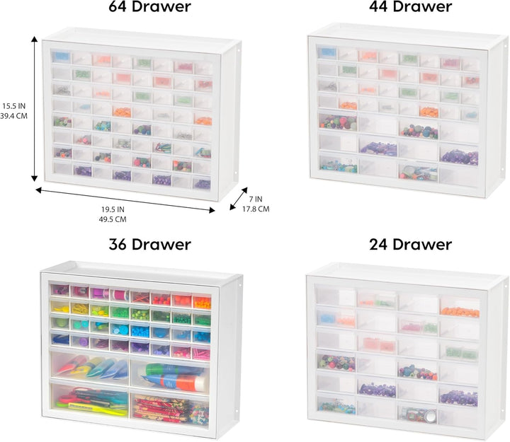 Iris USA stapelbarer Aufbewahrungsschrank mit 44 Schubladen, 49,5 cm B x 17,8 cm T x 39,5 cm H, Weis