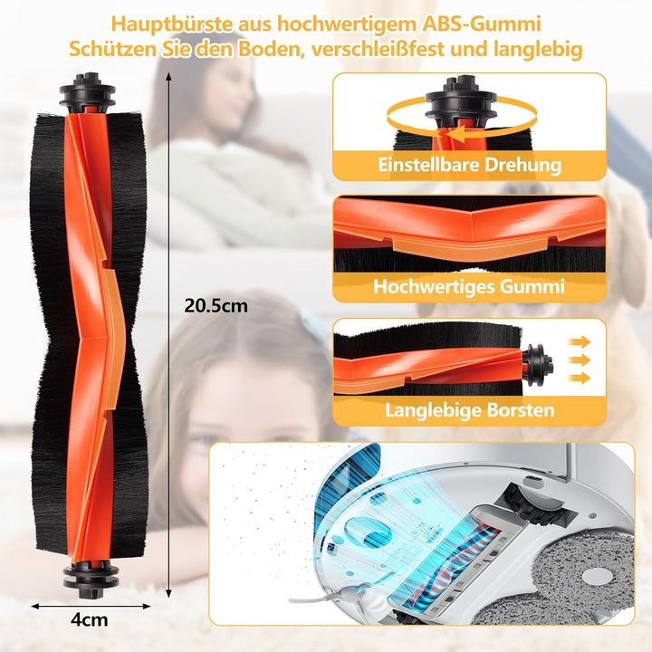 25 Stück Zubehör für Xiaomi X20 Plus / X10 Plus Saugroboter, Ersatzteile für Xiaomi X20, 6 Staubbeut