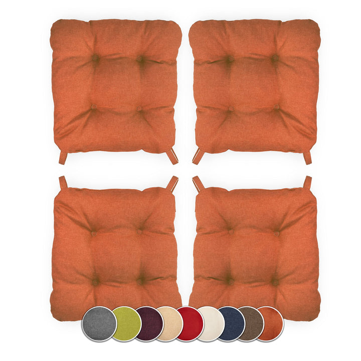 sunnypillow 4er Set Stuhlkissen mit Klettverschluss Masse: 40 (vorne) | 35 (hinten) x 40 x 8 cm Pols