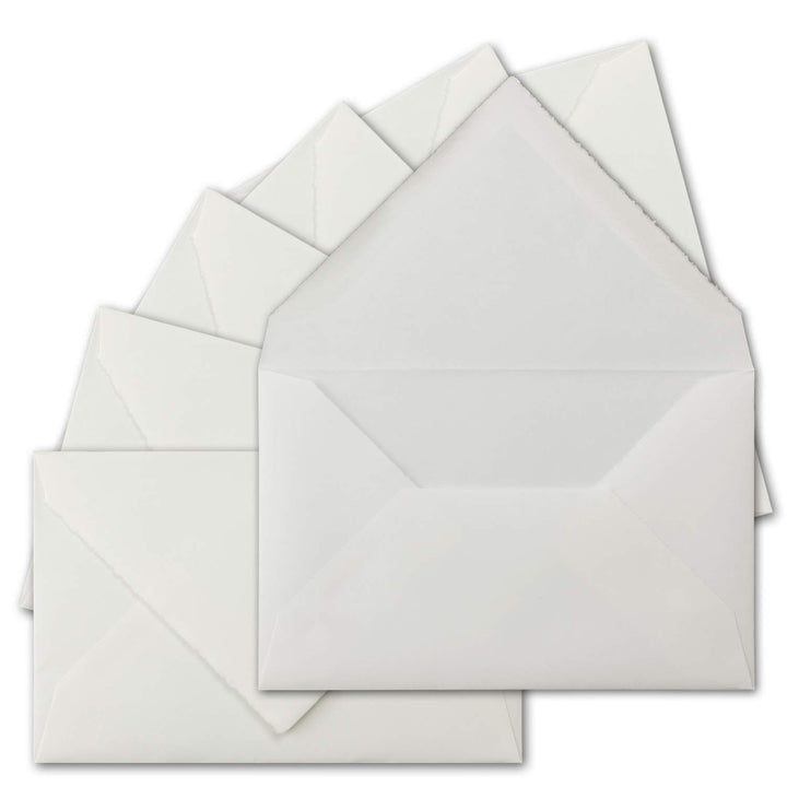 75 Stück C6 Vintage Brief-Umschläge, Büttenpapier, 11,4 x 16,2 cm, Weiss halbmatt gerippt hochwertig