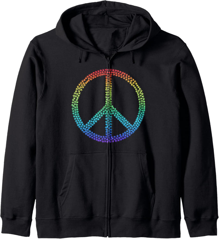 420 Peace Sign Weed Leaf Montage Rainbow Weed Marijuana 420 Kapuzenjacke