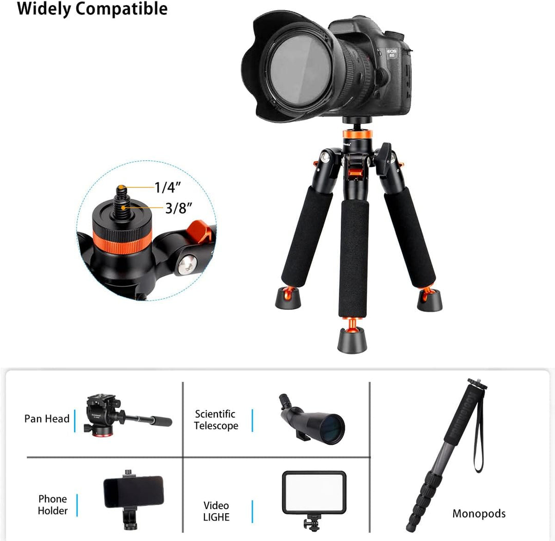 Koolehaoda Kamera-Einbeinstativ aus Aluminium mit Stativbasis aus Metall. 6 Abschnitte, 46–177 cm ve