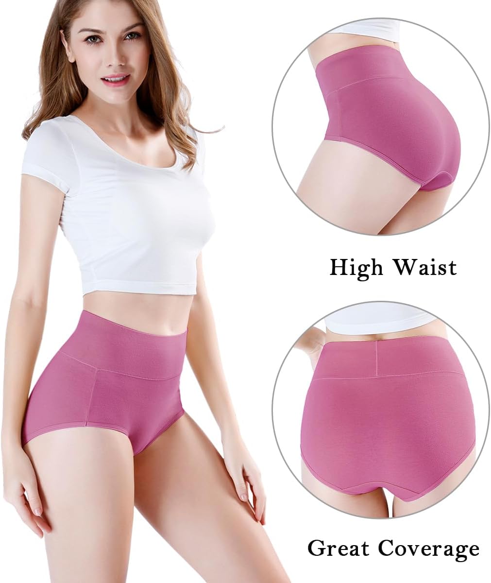 wirarpa Damen Unterhosen Baumwolle Unterwäsche Slips Damen Hohe Taille Taillenslip Weich Frauen 5er