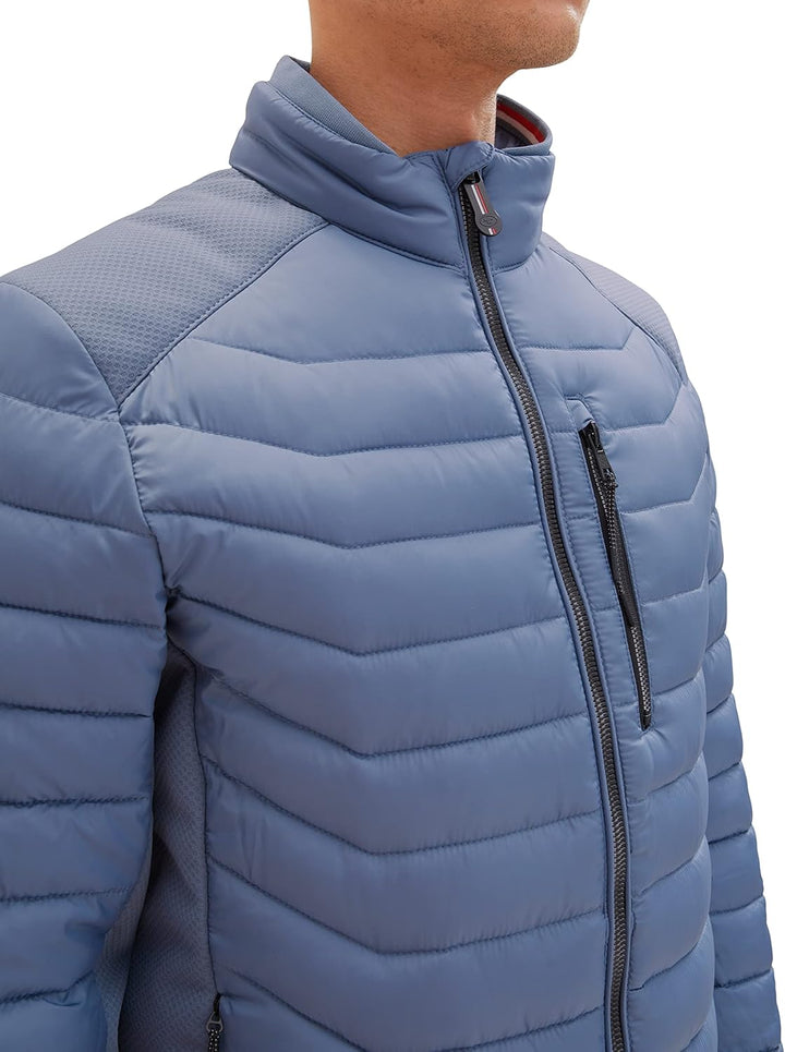 TOM TAILOR Herren 1036075 Hybrid Steppjacke mit Stehkragen (1er Pack) S 10877 - China Blue, S 10877