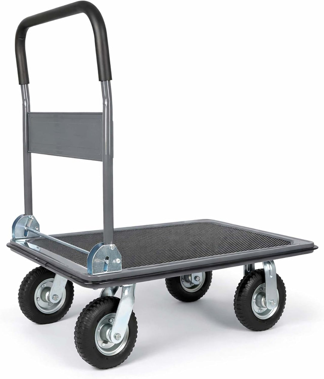 Plattformwagen bis 300 kg, Klappbar mit Luftreifen und Gummibezogener Ladefläche, Transportwagen mit