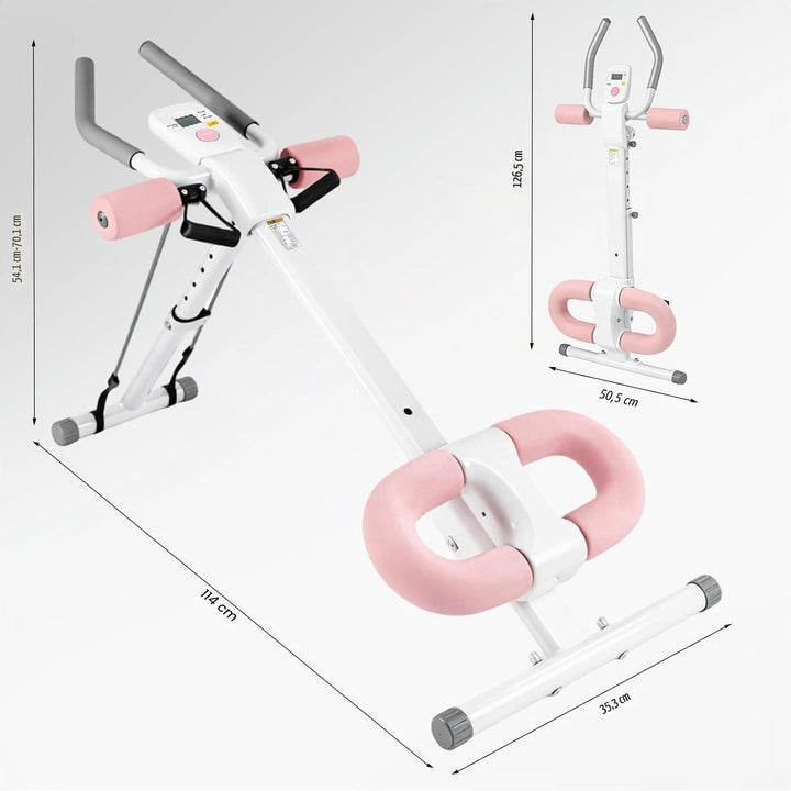 Ab Trainer Abdominal Muscle Machine Adjustable for Home Gym, Foldable And Space-Saving, Quiet Wheels