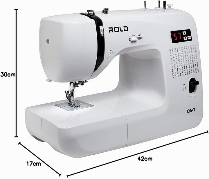 Rold Q60 Computernähmaschine | 60 Stichprogramme | Nadeleinfädler | Metallrahmen | LED-Beleuchtung |