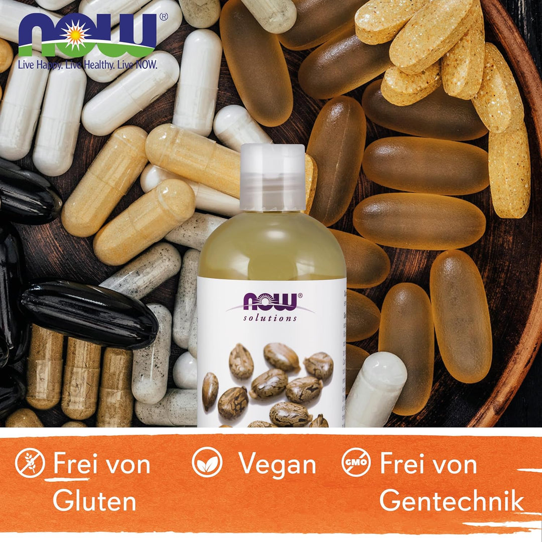 Now Foods Castor Oil 100% pure (Rizinusöl 100% rein), 437ml, Laborgeprüft, hohe Konzentration, Ohne