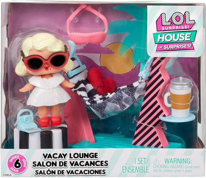 L.O.L. Surprise! OMG House of Surprises Playset - Vacay Lounge - 7,6 cm grosse Puppe Leading Baby un