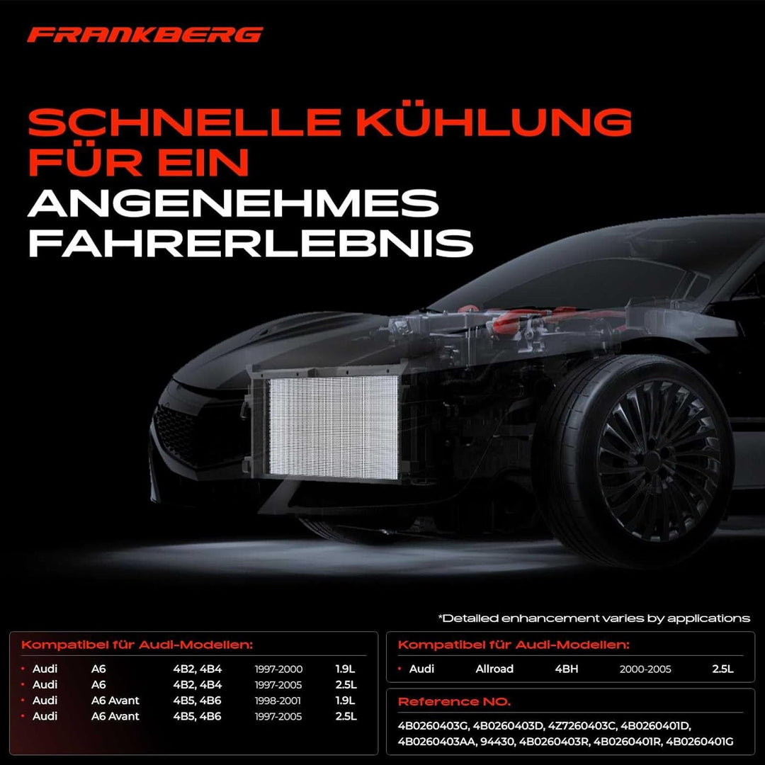 Frankberg Kondensator Klimaanlage Kompatibel mit A6 4B2 C5 1.9L 2.5L 1997-2005 A6 Avant 4B5 1.9L 2.5
