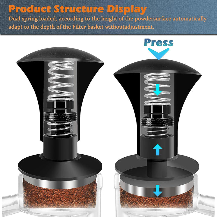 NEOUZA Espresso Tamper V2 Dual Calibrated Spring Loaded for Coffee Machine Siebträger, Anti Pressure