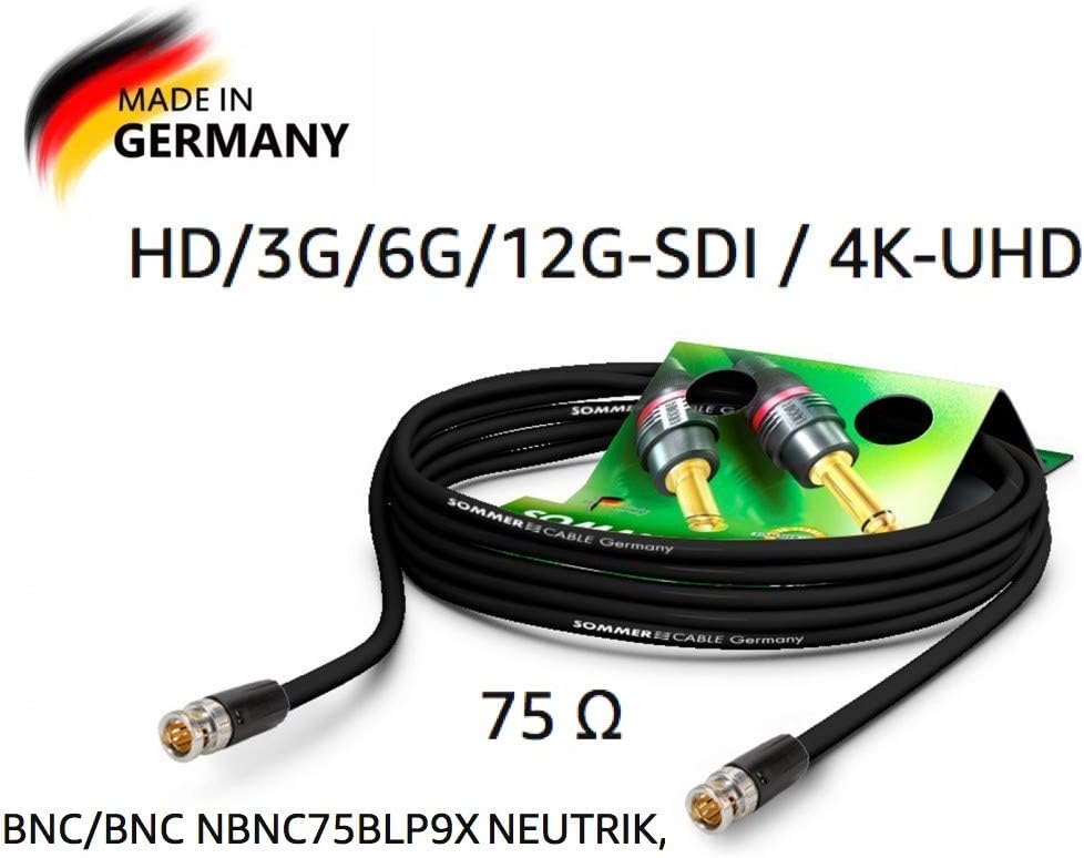 SOMMER CABLE Video-Patchkabel 6G-SDI / 4K SC-Vector 0.8/3.7, BNC/BNC NBNC75BLP9X NEUTRIK Schwarz (60