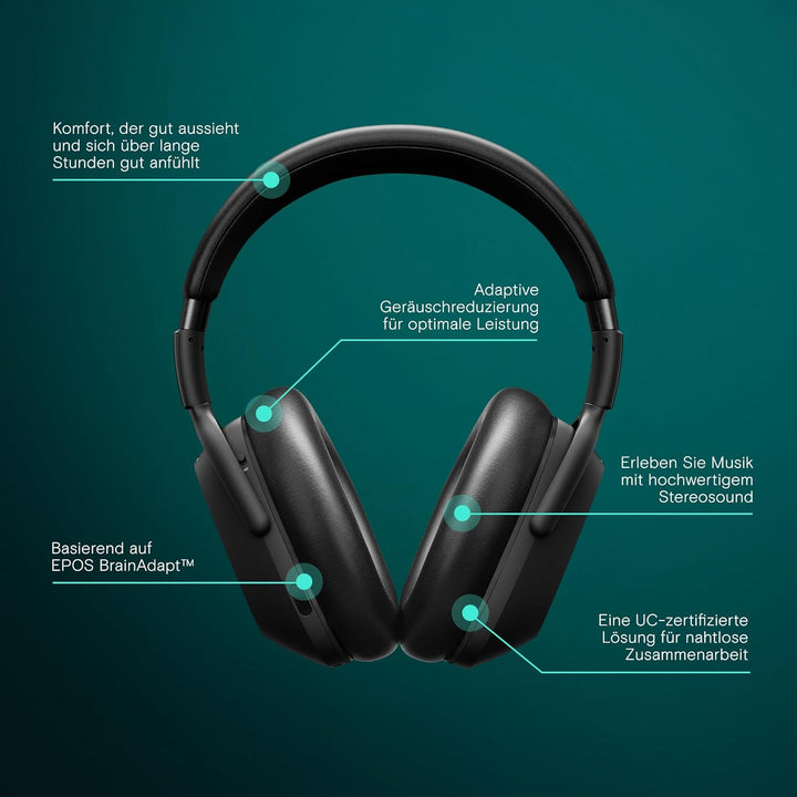 EPOS Adapt 660 USB-C Kabelloses Bluetooth Headset – Hybride ANC, UC-Zertifiziert, Geräuschunterdrück