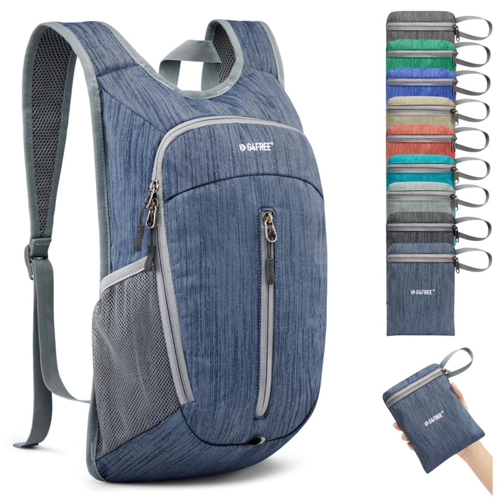 G4Free Wanderrucksack, 10 l, klein, für Reisen, Wandern, Tagesrucksack, leicht, verstaubar Dunkelbla