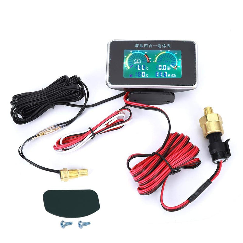 4-in-1 Auto LCD Digital LCD Instrument, Öldruckanzeige Voltmeter Kraftstoffanzeige Wassertemperatura