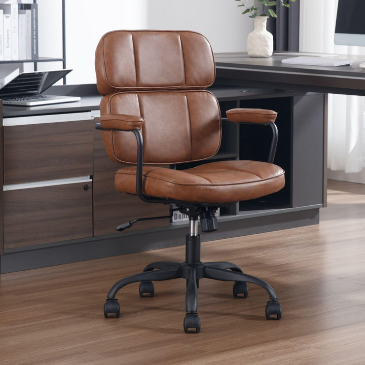 chairus Schreibtischstuhl Bürostuhl Ergonomisch für Arbeitszimmer PU Leder 360° Drehstuhl Höhenverst