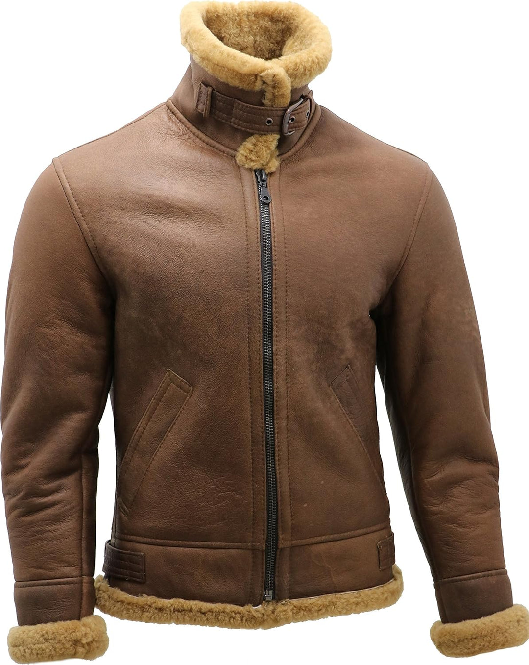Infinity Leather Herren Braun B3 Shearling Schaffell WW 2 Bomber Leder Fliegend Flieger Jacke S Brau