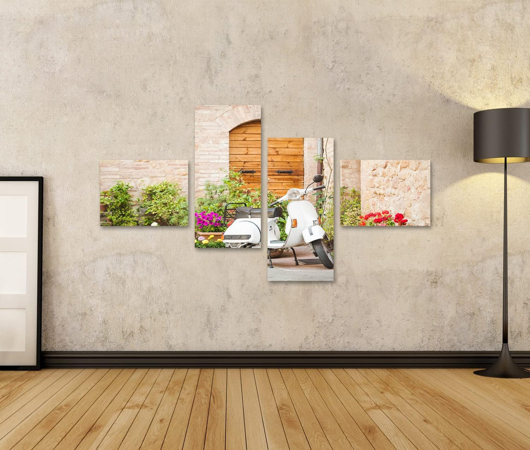 islandburner Bild auf Leinwand Italien Vintage Vespa Pienza Bilder Wandbilder Poster Leinwand 150x80