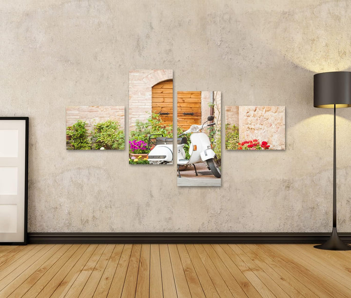 islandburner Bild auf Leinwand Italien Vintage Vespa Pienza Bilder Wandbilder Poster Leinwand 150x80