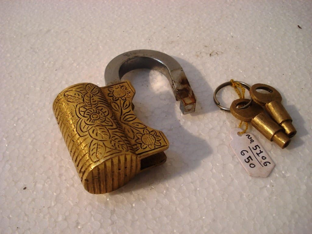 Vorhängeschloss aus Messing – Schloss mit Schlüssel – funktionell – Messing hergestellt – Typ: (Hand
