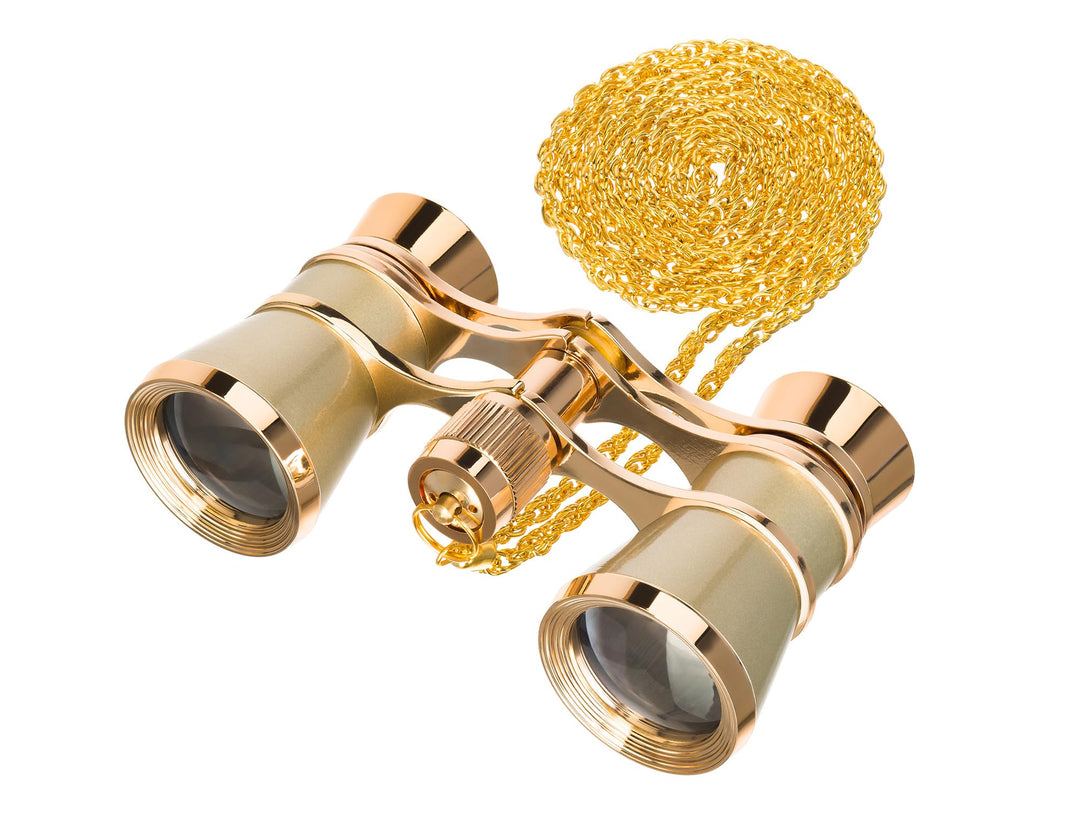 Levenhuk Broadway 325B Opernglas (Goldfarbiges Theaterfernglas mit Kette) GOLD, mit Kette, kein Lich