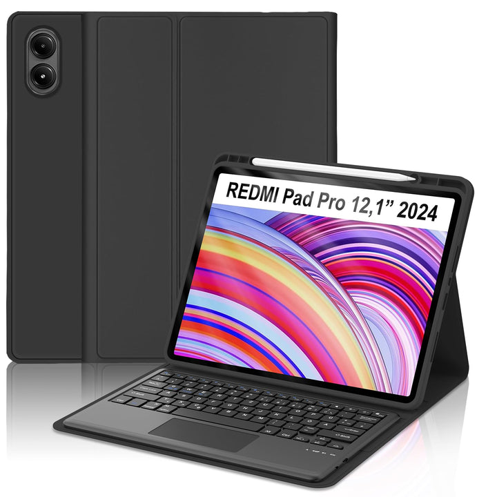 Tastatur Case für Redmi Pad Pro 12,1" 2024 & Poco Pad 12,1" 2024, Abnehmbare Bluetooth Tastatur mit