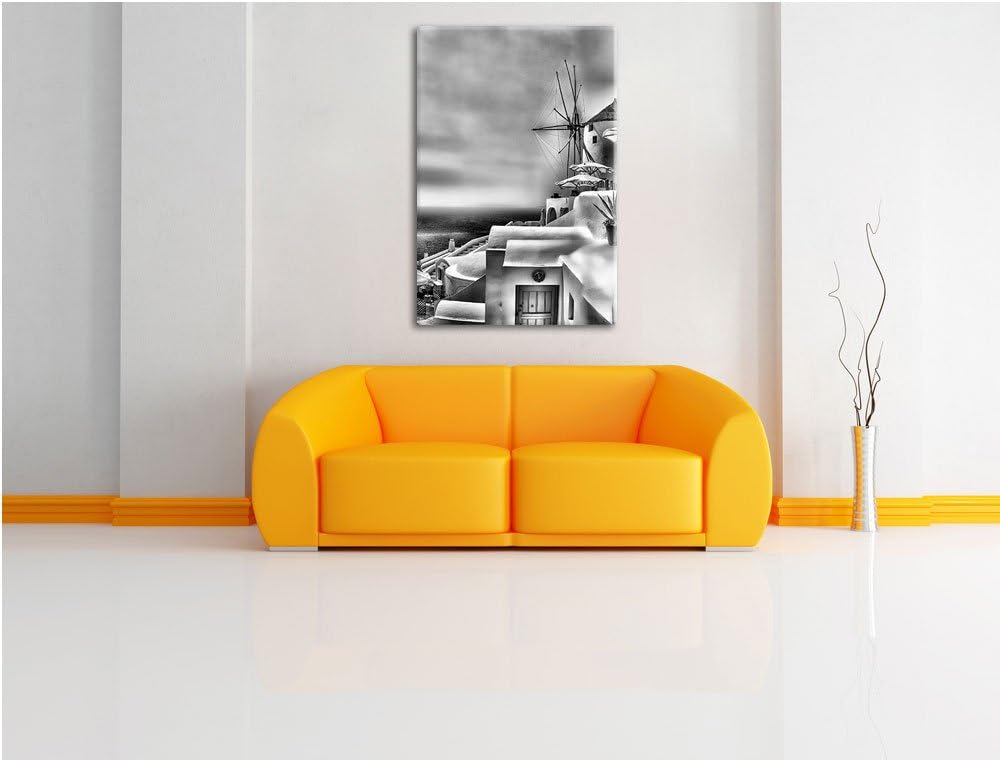 Monocrome, Stadt am Meer, Format: 100x70 auf Leinwand, XXL riesige Bilder fertig gerahmt mit Keilrah