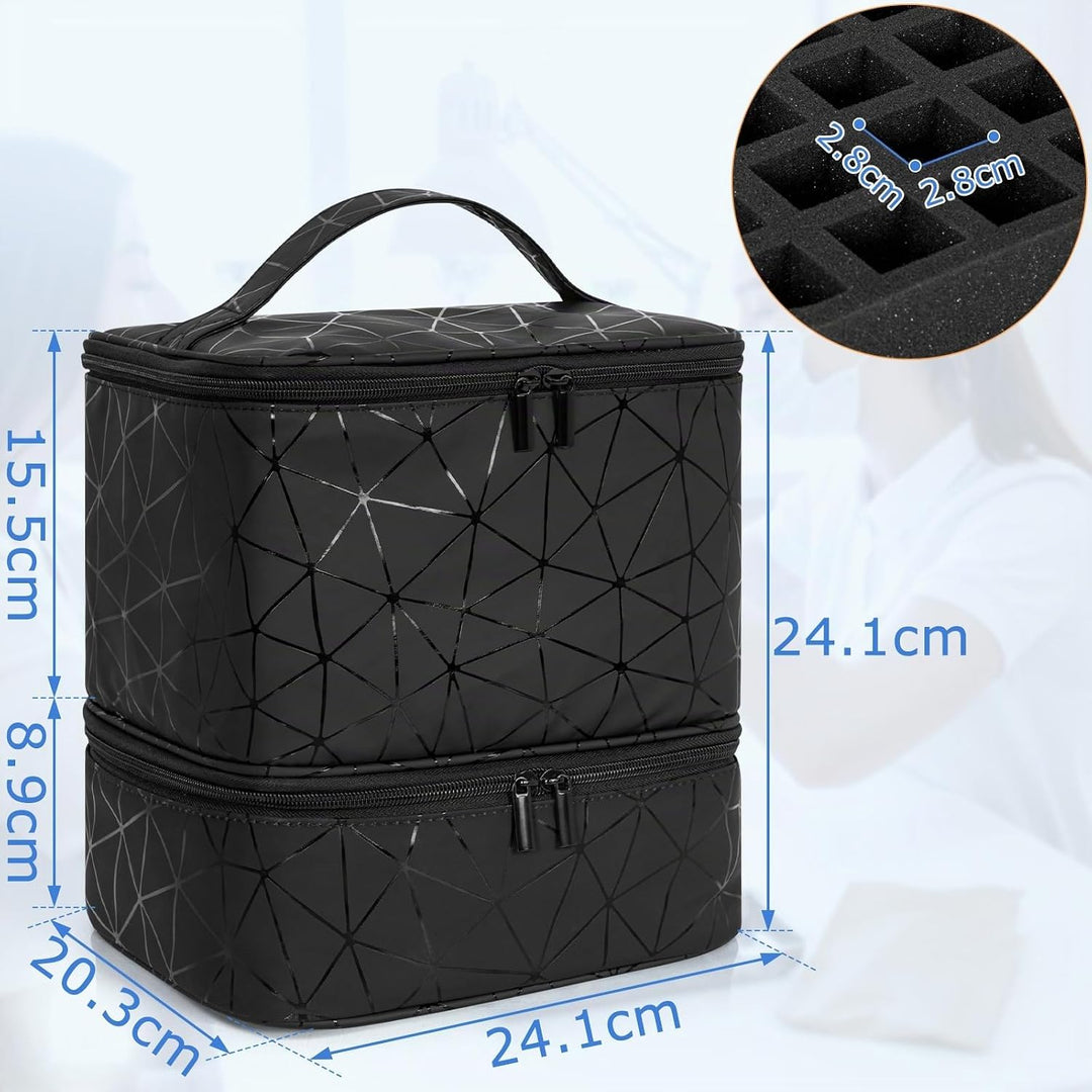 Doppelschicht Nagellack Tasche für 30 Flaschen Nageldesign Koffer,Tragbare Aufbewahrungstasche für N