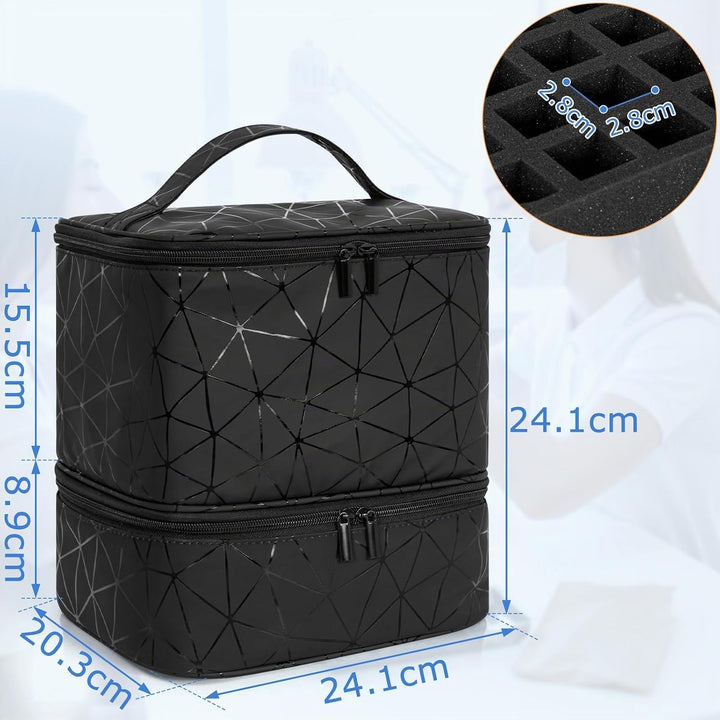 Doppelschicht Nagellack Tasche für 30 Flaschen Nageldesign Koffer,Tragbare Aufbewahrungstasche für N
