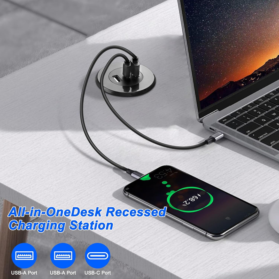 MEIRIYFA 3-in-1 Desktop Power Embedded Ladegerät, USB/Typ C Desktop Station Halterungen Laden Dual U