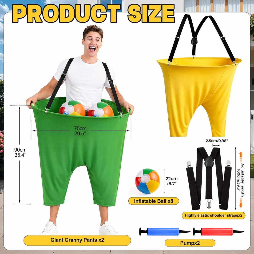 16 Stück Granny Pants Gartenspiel mit 8 Hüpfbällen und 2 Ballonpumpe