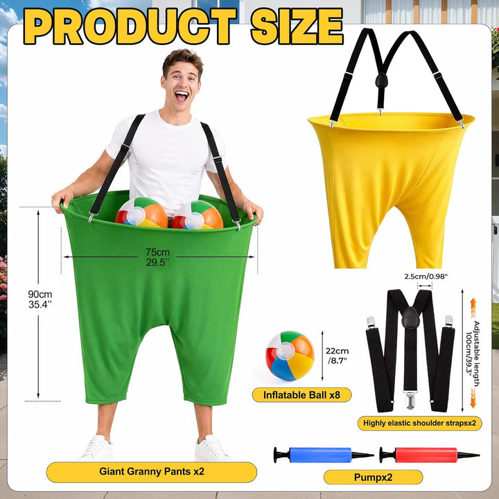 16 Stück Granny Pants Gartenspiel mit 8 Hüpfbällen und 2 Ballonpumpe