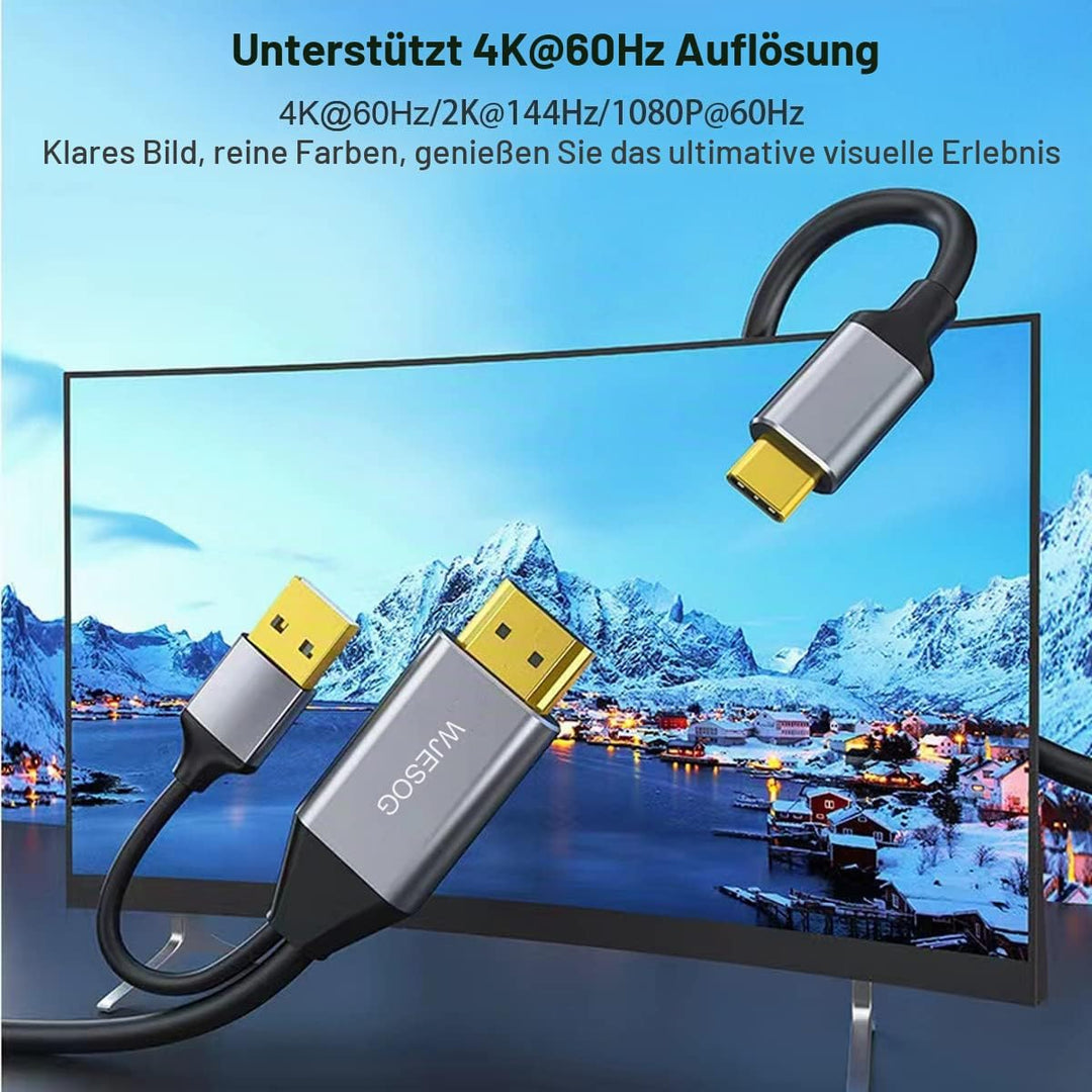 WJESOG HDMI zu USB-C Kabel 6.6ft 4K@60Hz mit USB-Stromversorgung, HDMI-Stecker auf Typ C-Stecker, Ko