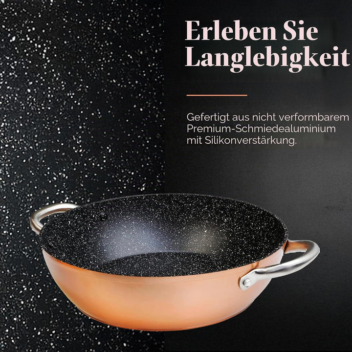 WECOOK! Professional Niedrige Kochtopf 24 cm Induktion, Ökologischer Antihaft-Stein ohne PFOA, Gesch