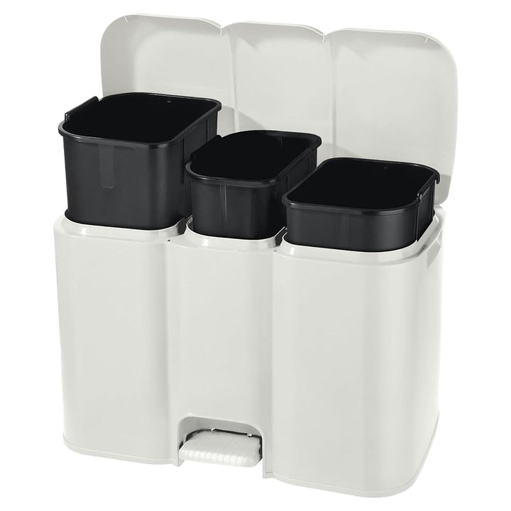 Buystar Mülleimer für Mülltrennung, weiss, 13 + 8 + 13 Liter, einzigartige Struktur mit Pedal und he