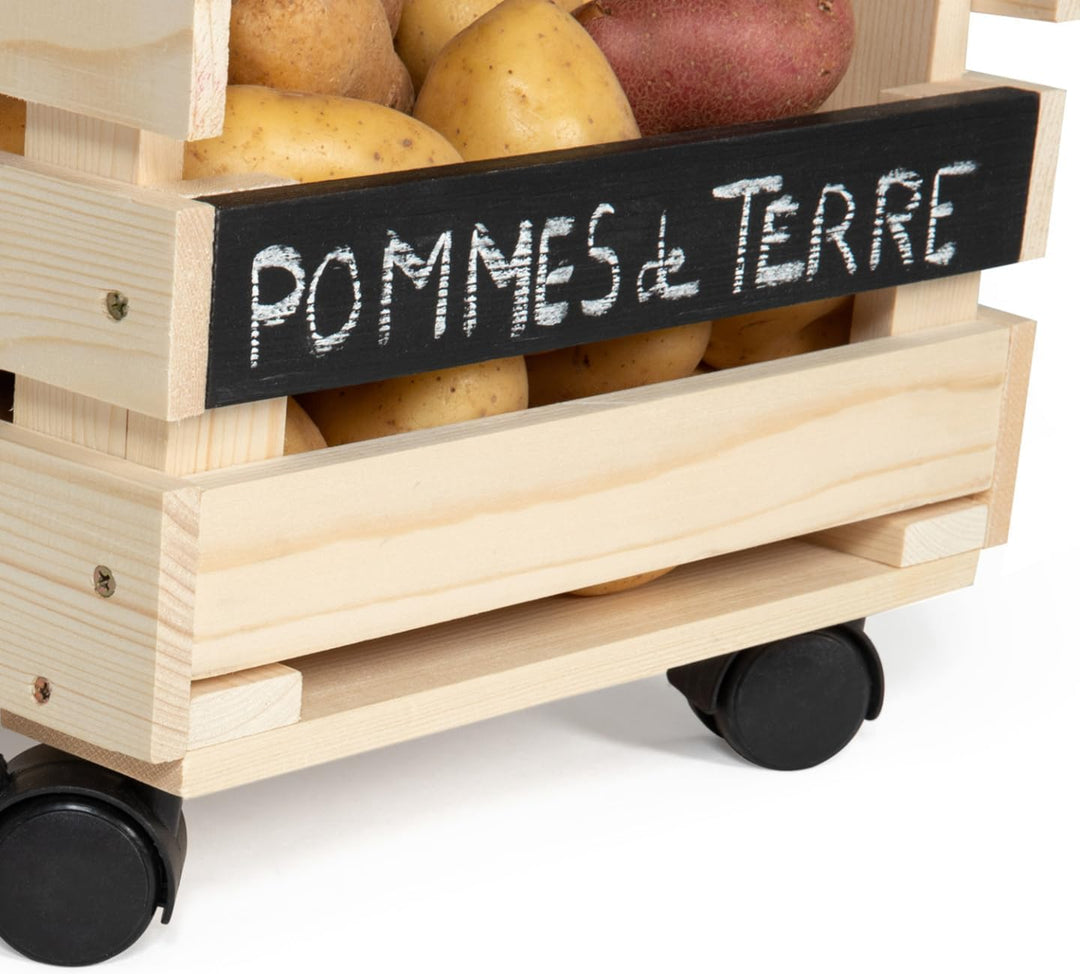 IDMarket - Set aus 3 stapelbaren Holzregalen für Obst und Gemüse