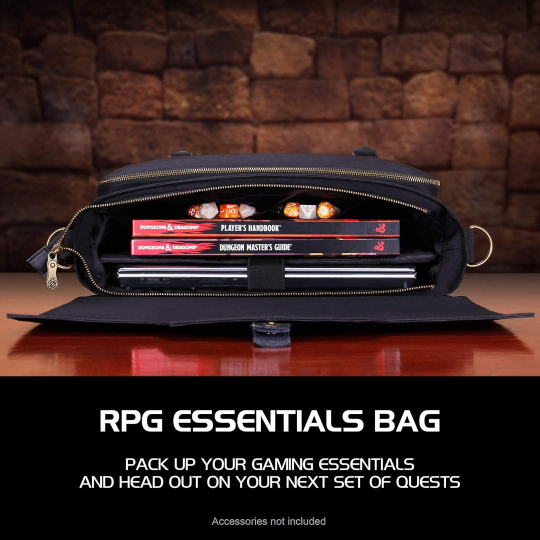 ENHANCE Player's Essentials DND-Tasche - Umhängetasche aus Drachenhaut für 2–4 Bücher, Ordner, Würfe