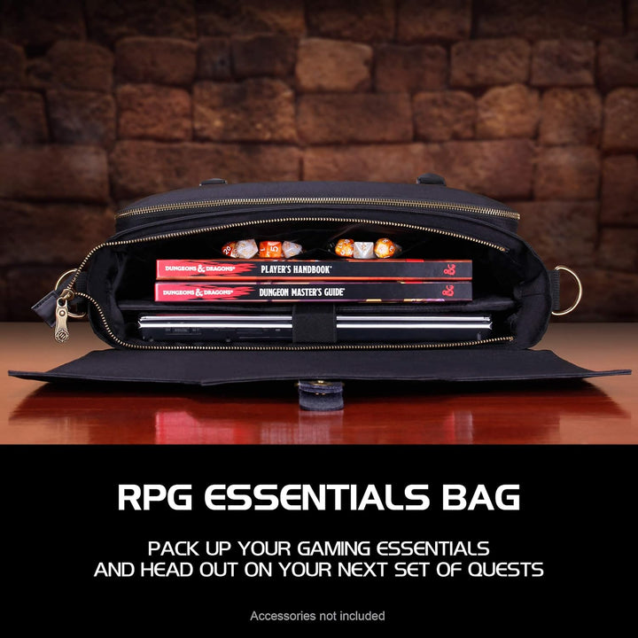 ENHANCE Player's Essentials DND-Tasche - Umhängetasche aus Drachenhaut für 2–4 Bücher, Ordner, Würfe