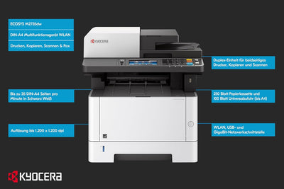 Kyocera Klimaschutz-System Ecosys M2735dw WLAN Multifunktionsdrucker Schwarz-Weiss. Drucken, Kopiere