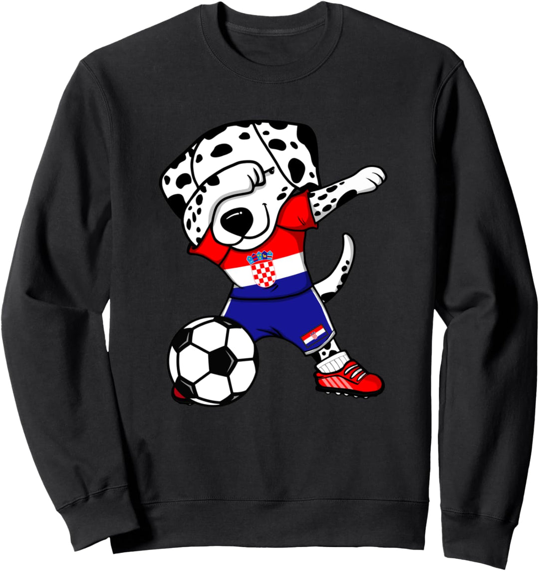 Dabbing Dalmatiner Hund Kroatien Fussball Kroatische Flagge Sweatshirt