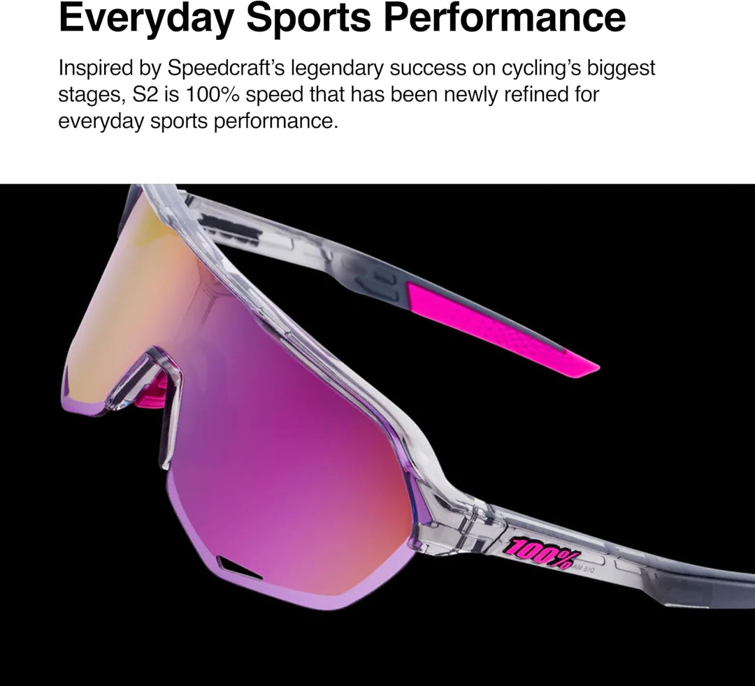 100% Unisex Speedtrap - Soft Tact Black - Hiper Red Multilayer Mirror Lens Helm_sunglas_gloves_100%