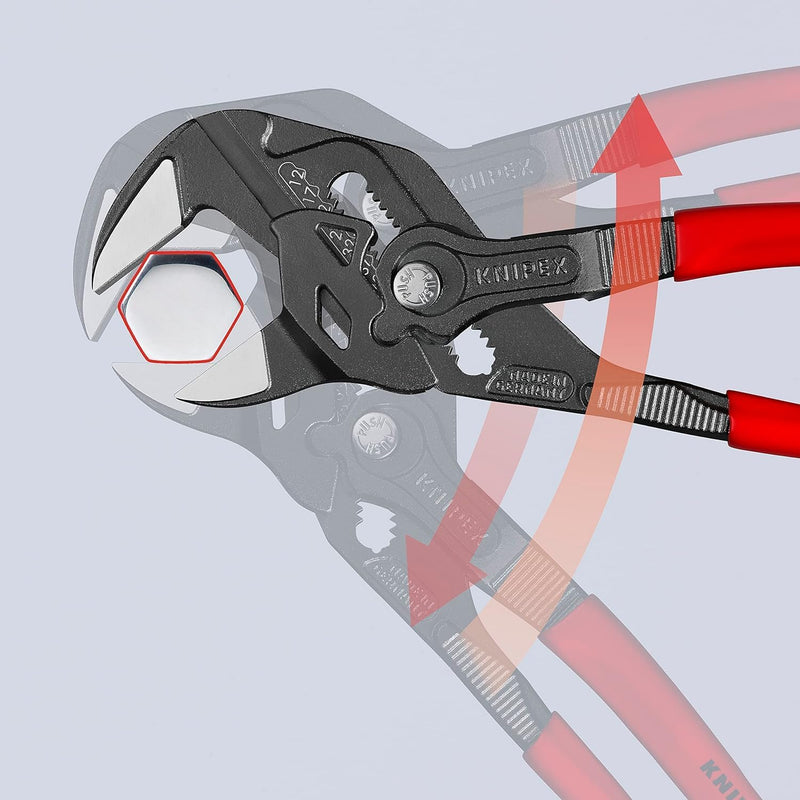 KNIPEX Zangenschlüssel, Multi-Schraubenschlüssel, Chrom-Vanadium, atramentiert, 250 mm, 86 01 250 at