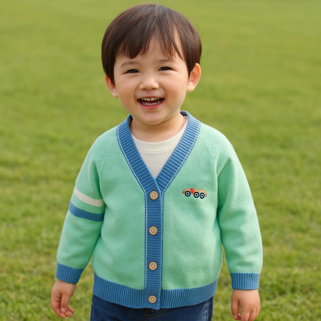 Fnaobai Kleinkind Baby Jungen Strickjacke kleine Jungen V-Ausschnitt Baumwolle Pullover Kinder Lange
