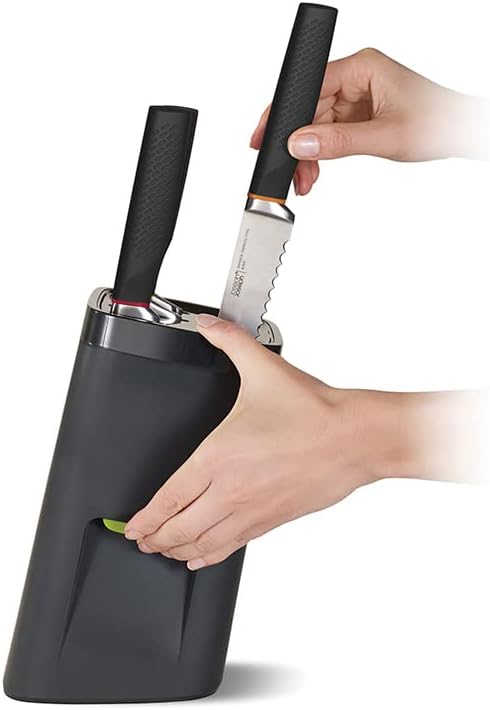Joseph Joseph 10125 Lockblock Messerblock mit Kindersicherung inklusive 6 Messer, Edelstahl 14 x 14